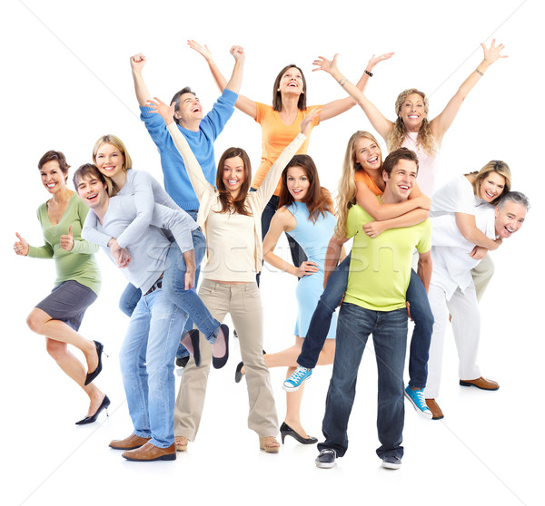 Gelukkige mensen gelukkig grappig mensen geïsoleerd witte Stockfoto © Kurhan