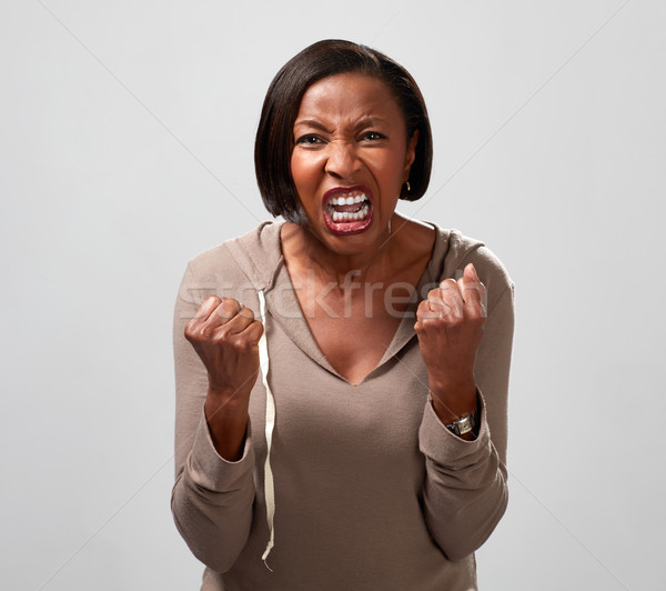 Colère femme fureur hurlant sombre Photo stock © Kurhan