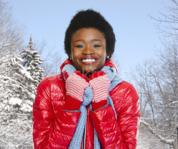 Stock photo: African -american woman in winter clothing.