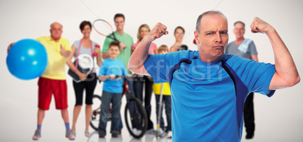 Stock fotó: Erős · fitnessz · férfi · idős · emberek · csoport