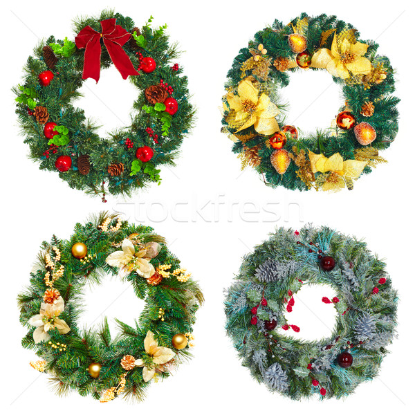 Foto stock: Navidad · corona · establecer · decorativo · guirnalda · ornamento