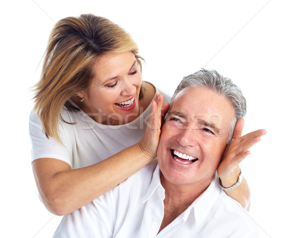Foto stock: Feliz · ancianos · Pareja · pareja · de · ancianos · amor · aislado