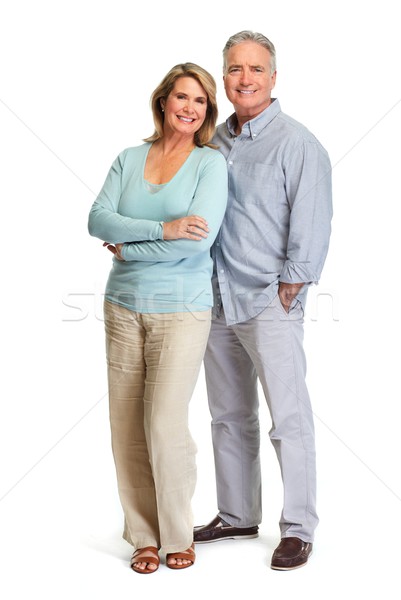Zâmbitor vârstnici cuplu în picioare izolat Imagine de stoc © Kurhan