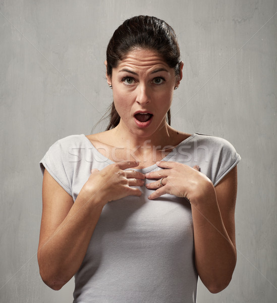 Stock photo: culpable woman face expression