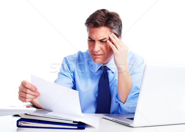 Comptable affaires stress isolé blanche homme [[stock_photo]] © Kurhan