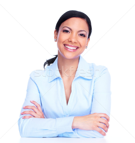 [[stock_photo]]: Jeunes · femme · d'affaires · hispanique · isolé · blanche · affaires