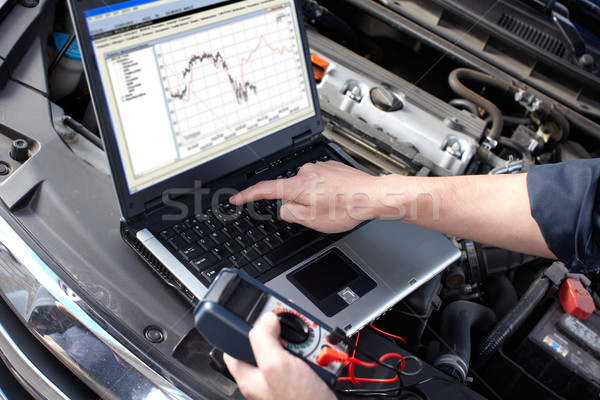 Car mechanic working in auto repair service. Stock photo © Kurhan