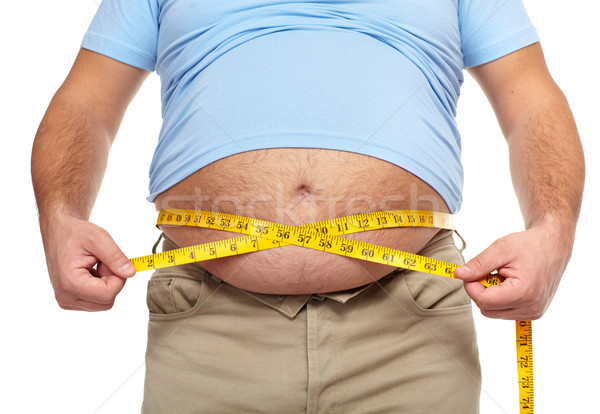 Dicker Mann groß Bauch halten Maßband Gewichtsverlust Stock foto © Kurhan