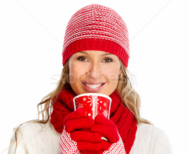 питьевой горячей чай Рождества женщину Сток-фото © Kurhan