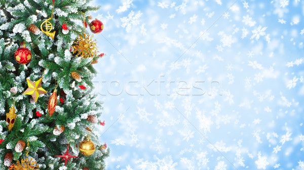 Kerstboom decoratie Blauw boom achtergrond witte Stockfoto © Kurhan