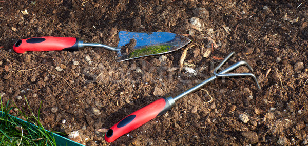 Gardening tools in the garden. Stock photo © Kurhan