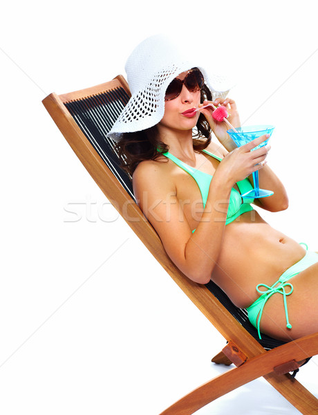 Femme détente plage isolé blanche fille [[stock_photo]] © Kurhan