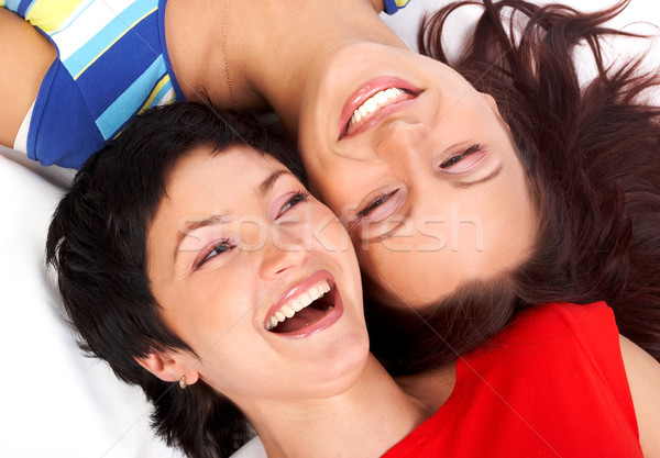 Happy sisters laughing Stock photo © Kurhan
