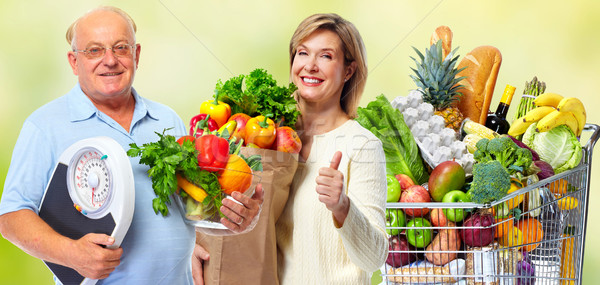 Foto stock: Pareja · de · ancianos · escalas · hortalizas · ancianos · Pareja · verde