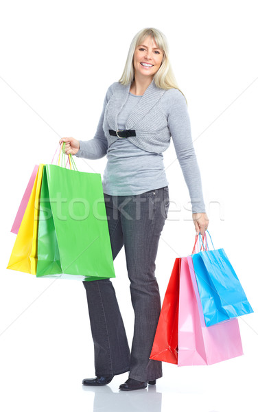 Shopping femme heureux isolé blanche [[stock_photo]] © Kurhan