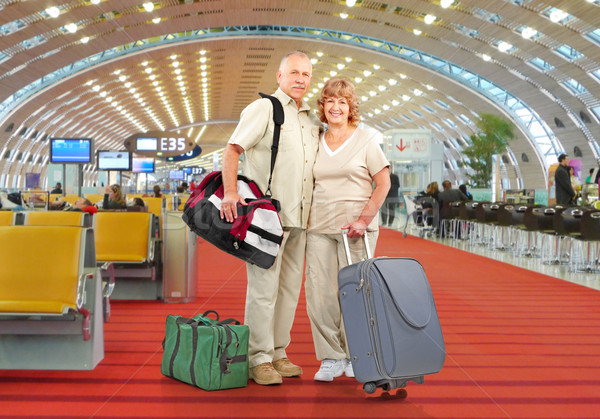 Stock foto: Taschen · Flughafen · Frau · Familie · Stadt
