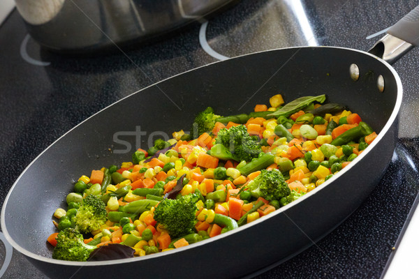 Vegetables mix on frying pan. Stock photo © Kurhan