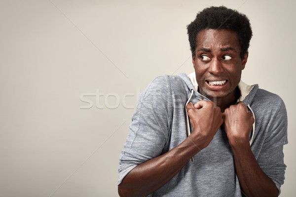 Assustado homem negro cara nervoso africano americano homem Foto stock © Kurhan