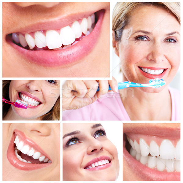 Glimlach mooie vrouw gezonde tanden tandheelkundige gezondheid Stockfoto © Kurhan