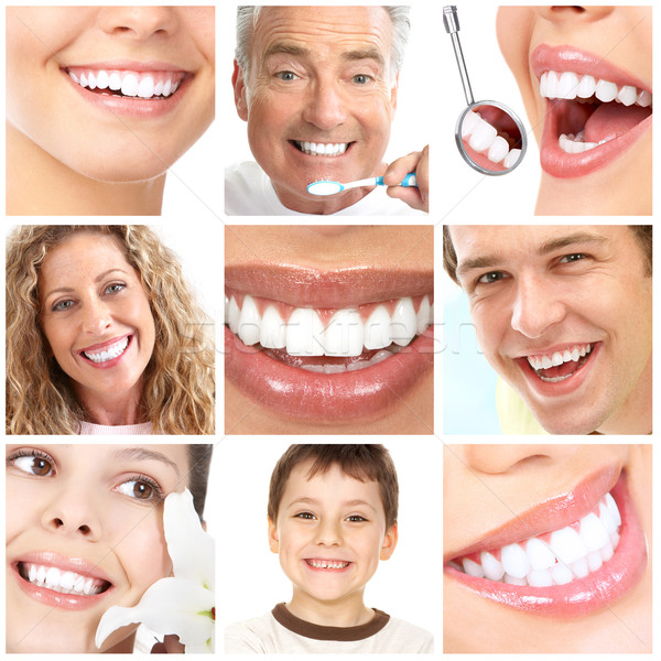 Blanchiment des dents dents soins dentaires famille santé lèvres Photo stock © Kurhan