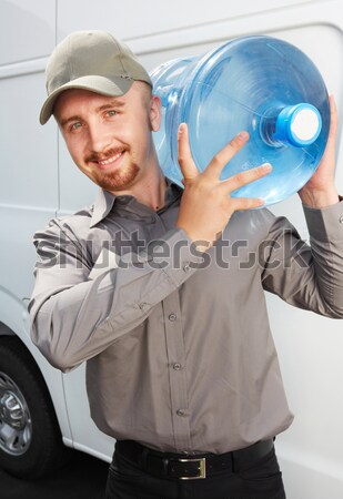 Water levering dienst man fles groot Stockfoto © Kurhan