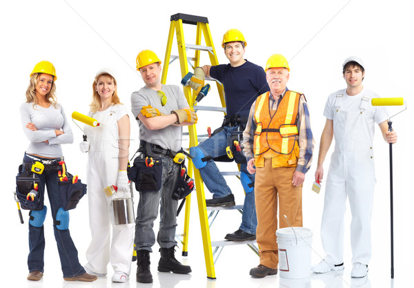 Trabalhadores pessoas isolado branco negócio casa Foto stock © Kurhan