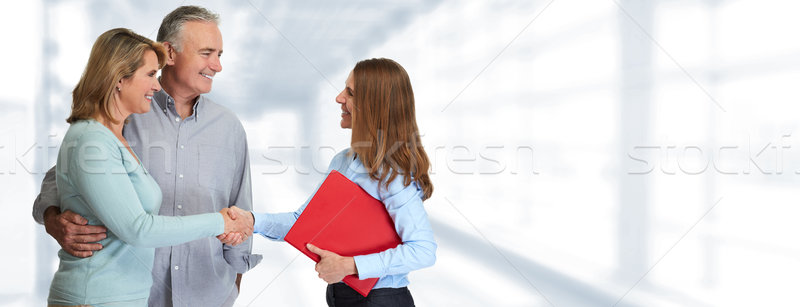 [[stock_photo]]: Couple · de · personnes · âgées · agent · immobilier · maturité · couple · réunion · agent · immobilier