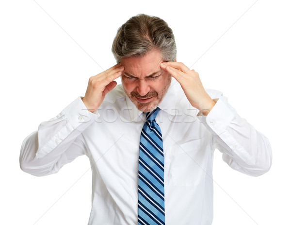головная боль депрессия человека изолированный белый лице Сток-фото © Kurhan