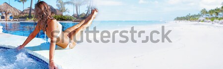 Woman sunbathing on the beach Stock photo © Kurhan