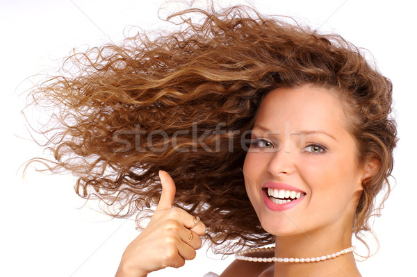 Kapsel mooie meisje groot haren witte Stockfoto © Kurhan