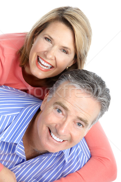Yaşlılar çift mutlu sevmek sağlıklı dişler Stok fotoğraf © Kurhan