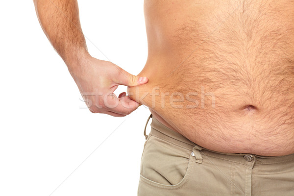 Dicker Mann groß Bauch Ernährung Mann Hintergrund Stock foto © Kurhan