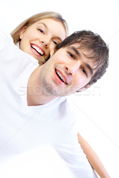 Stockfoto: Liefde · gelukkig · glimlachend · paar · witte
