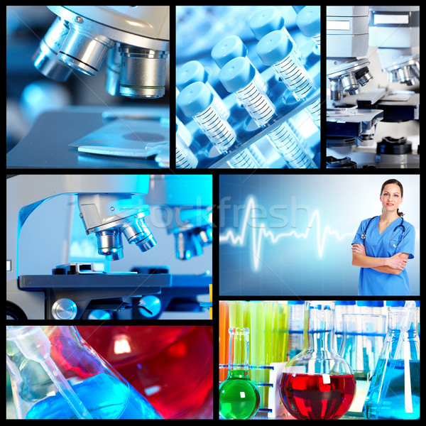 Stock foto: Wissenschaftlichen · Collage · medizinischen · Forschung · Arzt · Arbeit