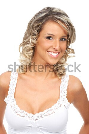 Zdjęcia stock: Uśmiechnięty · odizolowany · biały · nude · dziewczyna