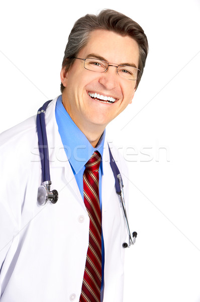 Médico médico sorridente estetoscópio isolado branco Foto stock © Kurhan