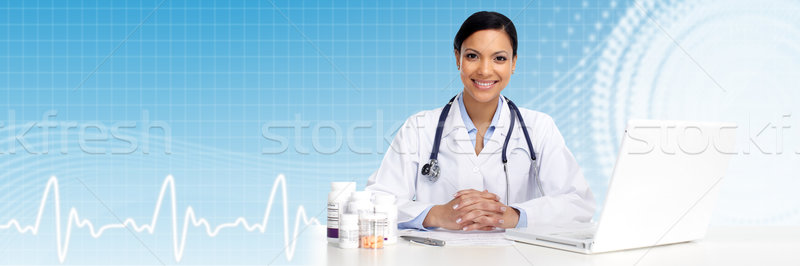 Asian Doctor woman with pills. Stock photo © Kurhan