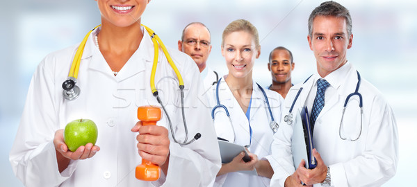 Foto stock: Médico · mulher · maçã · médico