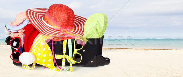 Suitcase with bikini and sunglasses. Stock photo © Kurhan