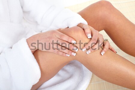 膝蓋 疼痛 女子 醫生 身體 商業照片 © Kurhan