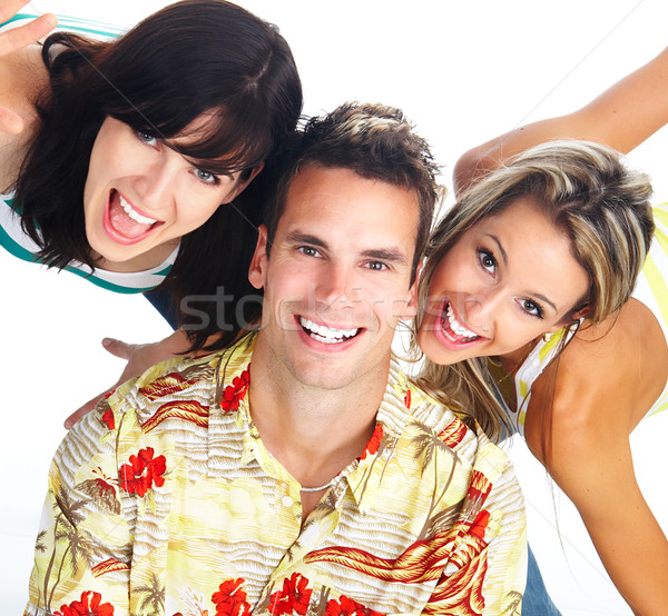 Boldog emberek fiatal izolált fehér család buli Stock fotó © Kurhan