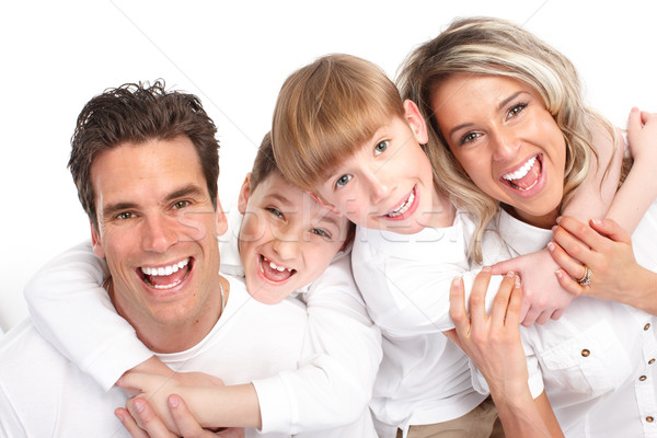 幸福的家庭 父親 母親 孩子 白 男子 商業照片 © Kurhan