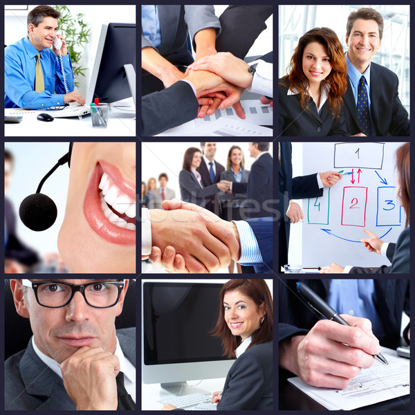 [[stock_photo]]: Gens · d'affaires · groupe · souriant · équipe · commerciale · collage · affaires