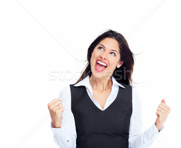 Business woman portret szczęśliwy młodych odizolowany biały Zdjęcia stock © Kurhan