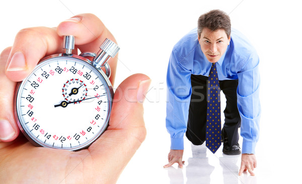 Om de afaceri mecanic cronometru izolat alb afaceri Imagine de stoc © Kurhan