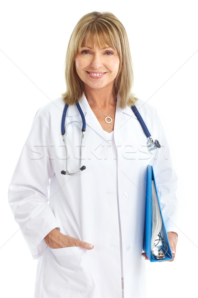 Médecin souriant médicaux femme stéthoscope isolé [[stock_photo]] © Kurhan