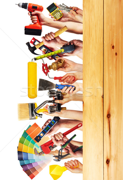 Handen bouw tools huis hand Stockfoto © Kurhan