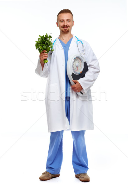 Médico nutricionista balança isolado branco médico Foto stock © Kurhan