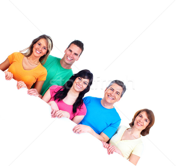 Smiling people with broadsheet Stock photo © Kurhan