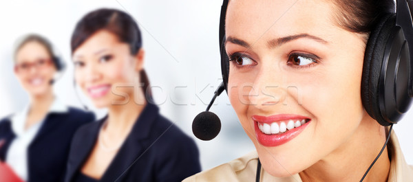 Call Center оператор красивой гарнитура синий бизнеса Сток-фото © Kurhan